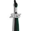 Black/Hunter Green/Silver Graduation Tassel with Silver Bling Charm by Wholesale Grad Supply