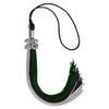 Black/Hunter Green/Silver Graduation Tassel with Silver Bling Charm by Wholesale Grad Supply