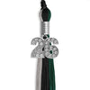 Black/Hunter Green/Silver Graduation Tassel with Silver Bling Charm by Wholesale Grad Supply