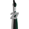 Black/Hunter Green/Silver Graduation Tassel with Silver Bling Charm by Wholesale Grad Supply