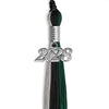 Black/Hunter Green/Silver Graduation Tassel with Silver Bling Charm by Wholesale Grad Supply