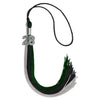 Black/Hunter Green/Silver Graduation Tassel with Silver Bling Charm by Wholesale Grad Supply