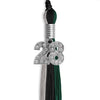 Black/Hunter Green/Silver Graduation Tassel with Silver Bling Charm by Wholesale Grad Supply