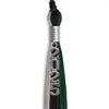 Black/Hunter Green/Silver Graduation Tassel with Silver Stacked Date Drop by Wholesale Grad Supply