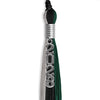 Black/Hunter Green/Silver Graduation Tassel with Silver Stacked Date Drop by Wholesale Grad Supply