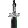 Black/Hunter Green/Silver Mixed Color Graduation Tassel with Silver Bling Charm by Wholesale Grad Supply