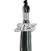 Black/Hunter Green/Silver Mixed Color Graduation Tassel with Silver Bling Charm by Wholesale Grad Supply
