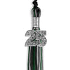 Black/Hunter Green/Silver Mixed Color Graduation Tassel with Silver Bling Charm by Wholesale Grad Supply