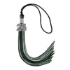 Black/Hunter Green/Silver Mixed Color Graduation Tassel with Silver Bling Charm by Wholesale Grad Supply
