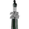 Black/Hunter Green/Silver Mixed Color Graduation Tassel with Silver Bling Charm by Wholesale Grad Supply