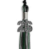 Black/Hunter Green/Silver Mixed Color Graduation Tassel with Silver Bling Charm by Wholesale Grad Supply