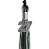 Black/Hunter Green/Silver Mixed Color Graduation Tassel with Silver Bling Charm by Wholesale Grad Supply