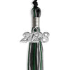 Black/Hunter Green/Silver Mixed Color Graduation Tassel with Silver Bling Charm by Wholesale Grad Supply