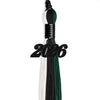 Black/Hunter Green/White Graduation Tassel with Black Bling Charm by Wholesale Grad Supply