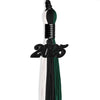 Black/Hunter Green/White Graduation Tassel with Black Bling Charm by Wholesale Grad Supply