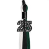 Black/Hunter Green/White Graduation Tassel with Black Bling Charm by Wholesale Grad Supply