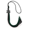 Black/Hunter Green/White Graduation Tassel with Black Bling Charm by Wholesale Grad Supply