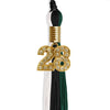 Black/Hunter Green/White Graduation Tassel with Gold Bling Charm by Wholesale Grad Supply