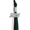 Black/Hunter Green/White Graduation Tassel with Silver Bling Charm by Wholesale Grad Supply