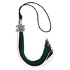 Black/Hunter Green/White Graduation Tassel with Silver Bling Charm by Wholesale Grad Supply