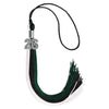 Black/Hunter Green/White Graduation Tassel with Silver Bling Charm by Wholesale Grad Supply