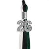 Black/Hunter Green/White Graduation Tassel with Silver Bling Charm by Wholesale Grad Supply