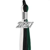 Black/Hunter Green/White Graduation Tassel with Silver Bling Charm by Wholesale Grad Supply