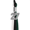 Black/Hunter Green/White Graduation Tassel with Silver Bling Charm by Wholesale Grad Supply