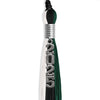 Black/Hunter Green/White Graduation Tassel with Silver Stacked Date Drop by Wholesale Grad Supply