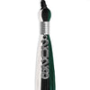 Black/Hunter Green/White Graduation Tassel with Silver Stacked Date Drop by Wholesale Grad Supply