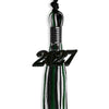 Black/Hunter Green/White Mixed Color Graduation Tassel with Black Bling Charm by Wholesale Grad Supply
