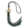 Black/Hunter Green/White Mixed Color Graduation Tassel with Gold Bling Charm by Wholesale Grad Supply