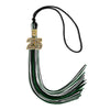 Black/Hunter Green/White Mixed Color Graduation Tassel with Gold Bling Charm by Wholesale Grad Supply