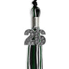 Black/Hunter Green/White Mixed Color Graduation Tassel with Silver Bling Charm by Wholesale Grad Supply