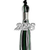 Black/Hunter Green/White Mixed Color Graduation Tassel with Silver Bling Charm by Wholesale Grad Supply