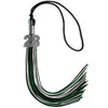 Black/Hunter Green/White Mixed Color Graduation Tassel with Silver Bling Charm by Wholesale Grad Supply