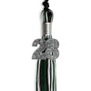 Black/Hunter Green/White Mixed Color Graduation Tassel with Silver Bling Charm by Wholesale Grad Supply