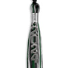 Black/Hunter Green/White Mixed Color Graduation Tassel with Silver Stacked Date Drop by Wholesale Grad Supply