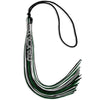 Black/Hunter Green/White Mixed Color Graduation Tassel with Silver Stacked Date Drop by Wholesale Grad Supply