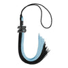 Black/Light Blue Graduation Tassel with Black Bling Charm by Wholesale Grad Supply