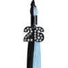 Black/Light Blue Graduation Tassel with Black Bling Charm by Wholesale Grad Supply