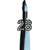 Black/Light Blue Graduation Tassel with Black Bling Charm by Wholesale Grad Supply