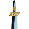 Black/Light Blue Graduation Tassel with Gold Bling Charm by Wholesale Grad Supply