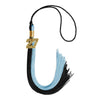 Black/Light Blue Graduation Tassel with Gold Bling Charm by Wholesale Grad Supply