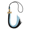 Black/Light Blue Graduation Tassel with Gold Bling Charm by Wholesale Grad Supply