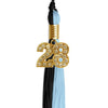 Black/Light Blue Graduation Tassel with Gold Bling Charm by Wholesale Grad Supply