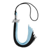 Black/Light Blue Graduation Tassel with Silver Bling Charm by Wholesale Grad Supply