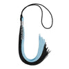 Black/Light Blue Graduation Tassel with Silver Stacked Date Drop by Wholesale Grad Supply