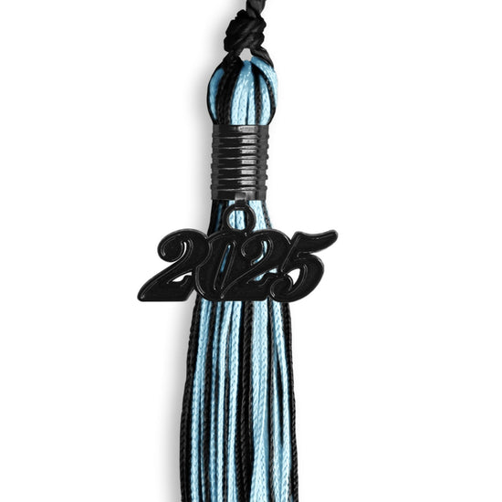Black/Light Blue Mixed Color Graduation Tassel with Black Bling Charm by Wholesale Grad Supply