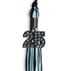 Black/Light Blue Mixed Color Graduation Tassel with Black Bling Charm by Wholesale Grad Supply